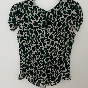 JOIE Silk Patterned Short Sleeve Blouse